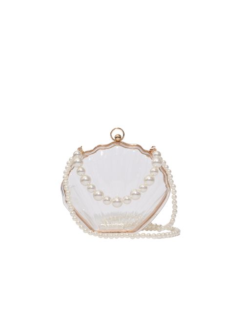 Borsa conchiglia trasparente con tracolla in perle NO SECRETS | 261NB001CRYSTAL